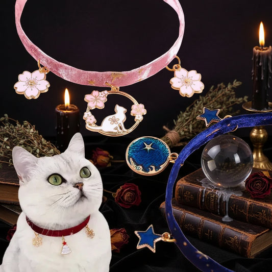 Velvet Star Collar - Sorceress Sanctuary Sakura Cat / XS-Sakura Cat / S-Sakura Cat / M-Sakura Cat / L-Kitten / XS