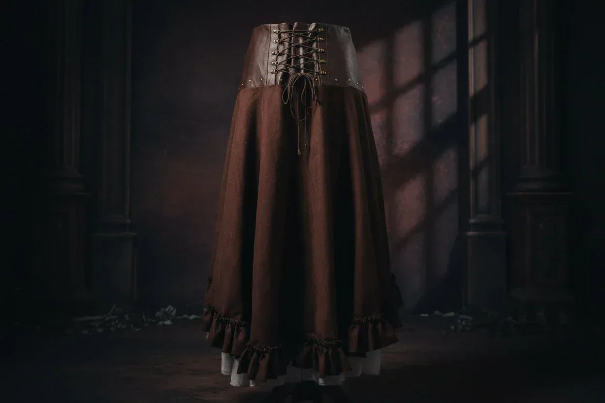 Victorian Steampunk Skirt - Sorceress Sanctuary Brown / M-Brown / XL-Brown / 2XL-Brown / 3XL-Brown / 4XL