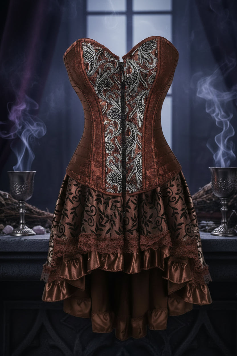 Vintage Corset Dresses - Sorceress Sanctuary Brown 1 / S-Brown 1 / XL-Brown 1 / 2XL-Brown 1 / 3XL-Brown 1 / 6XL