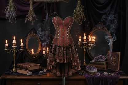Vintage Corset Dresses - Sorceress Sanctuary Brown 1 / S-Brown 1 / XL-Brown 1 / 2XL-Brown 1 / 3XL-Brown 1 / 6XL