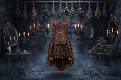 Vintage Corset Dresses - Sorceress Sanctuary Brown 1 / S-Brown 1 / XL-Brown 1 / 2XL-Brown 1 / 3XL-Brown 1 / 6XL