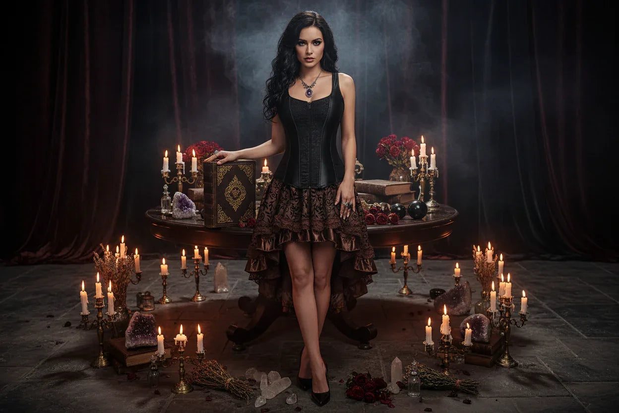 Vintage Corset Dresses - Sorceress Sanctuary Brown 1 / S-Brown 1 / XL-Brown 1 / 2XL-Brown 1 / 3XL-Brown 1 / 6XL