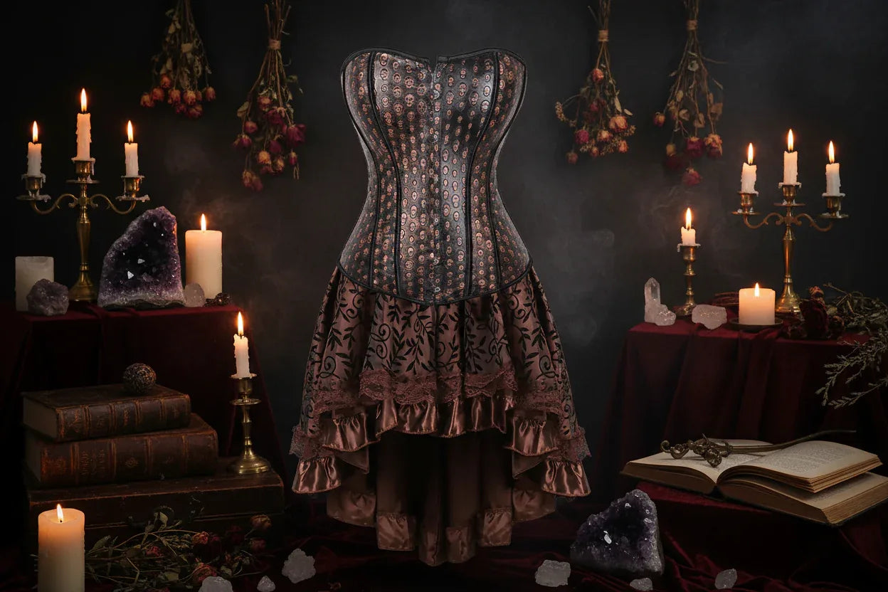 Vintage Corset Dresses - Sorceress Sanctuary Brown 1 / S-Brown 1 / XL-Brown 1 / 2XL-Brown 1 / 3XL-Brown 1 / 6XL