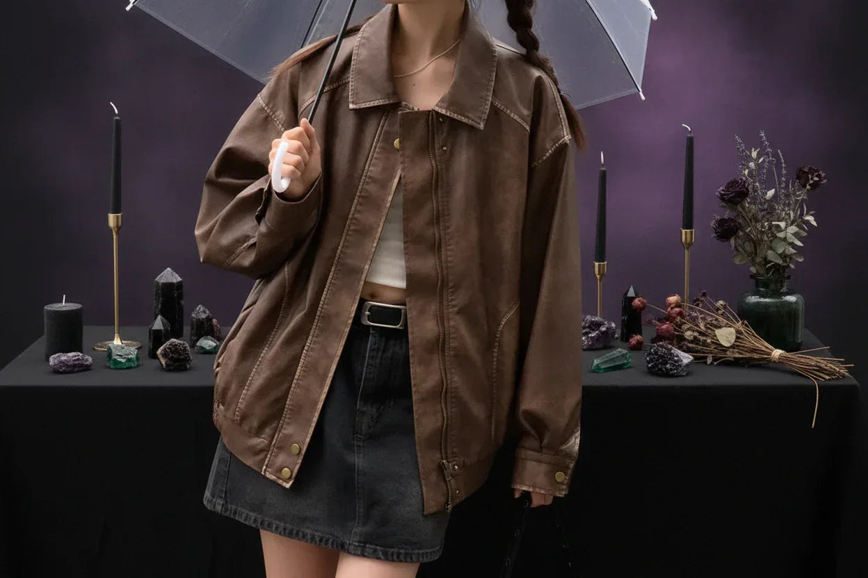 Vintage Leather Coat - Sorceress Sanctuary brown / S-brown / M-brown / L-brown / XL-Black / S