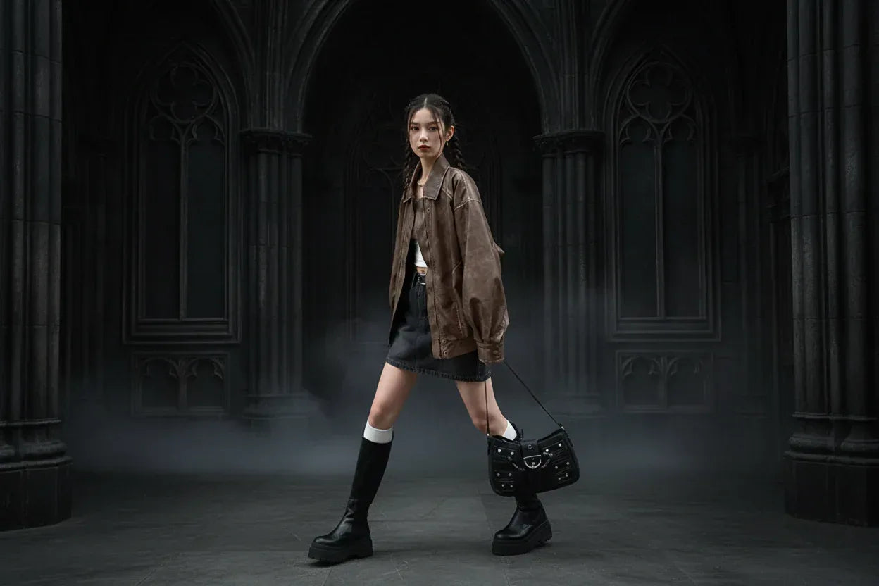 Vintage Leather Coat - Sorceress Sanctuary brown / S-brown / M-brown / L-brown / XL-Black / S