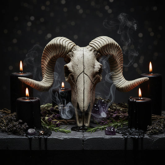 Vintage Resin Wall Decor - Skull Sheep Head Hanging Sorceress Sanctuary