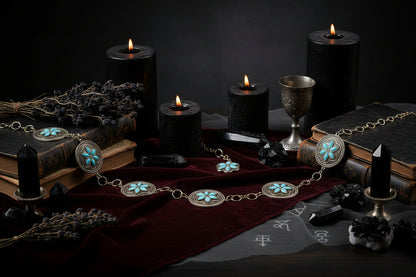Metal Waist Chain with Turquoise Floral Decoration Sorceress Sanctuary