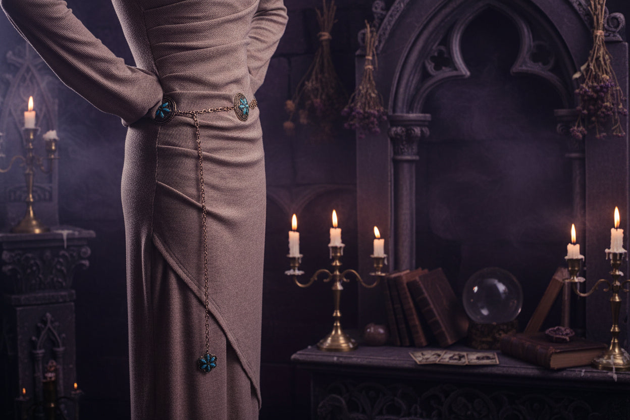 Metal Waist Chain with Turquoise Floral Decoration Sorceress Sanctuary