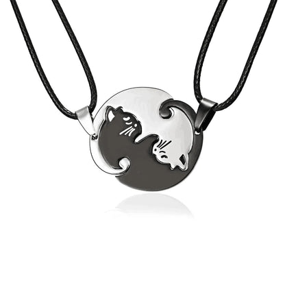 Mystic Feline Bond | Couple Cat Necklaces