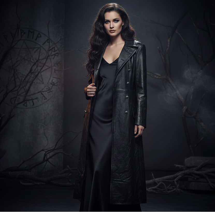 Retro Leather Trench Coat