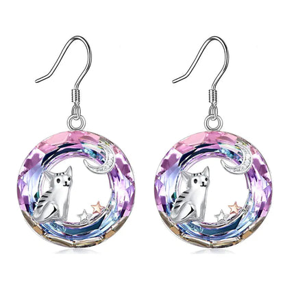 Crystal Cat & Moon Necklace