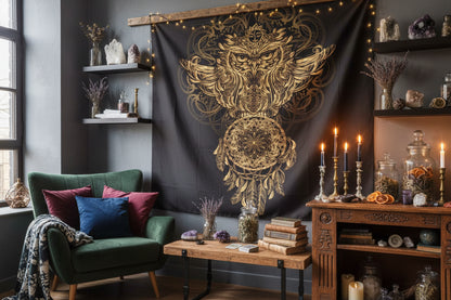 Golden Owl Tapestry