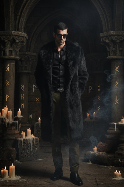 Men's Suit Collar Faux Fur Coat Sorceress Sanctuary