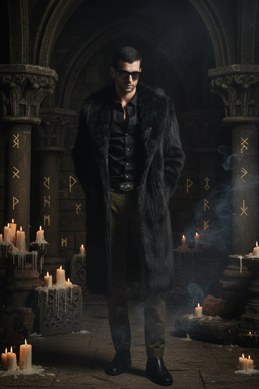Men's Suit Collar Faux Fur Coat Sorceress Sanctuary