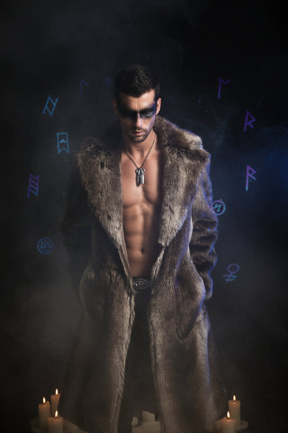 Men's Suit Collar Faux Fur Coat Sorceress Sanctuary