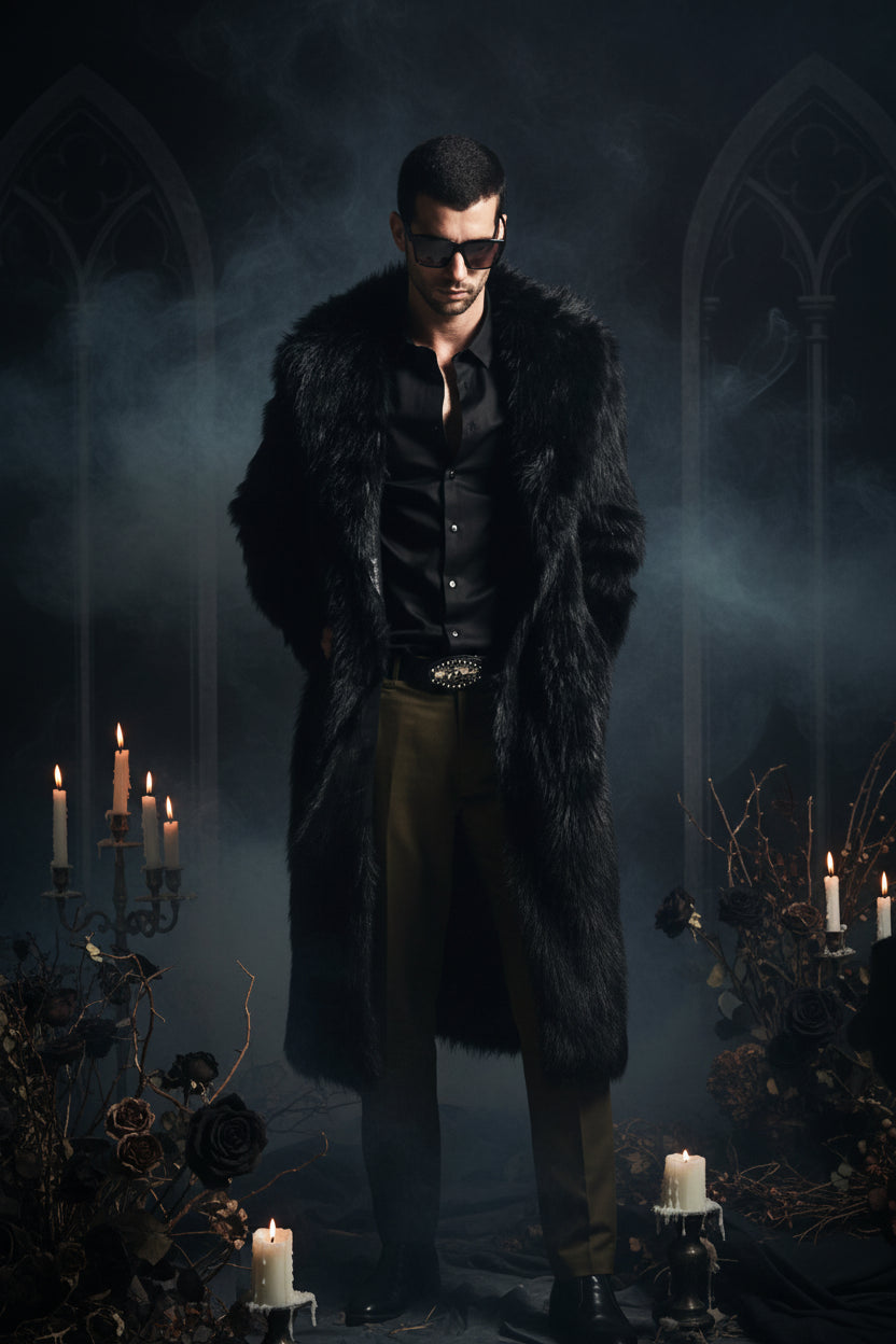 Men's Suit Collar Faux Fur Coat Sorceress Sanctuary