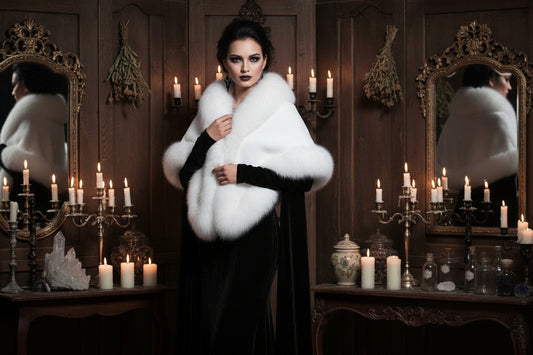 Wiccan Fur Shawl - Sorceress Sanctuary Red / One size-Black / One size-Grey / One size-Wine Red / One size-White / One size