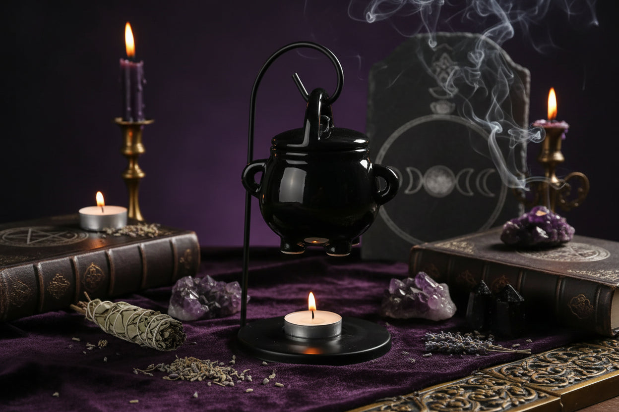 Wiccan Mini Cauldron - Sorceress Sanctuary Witch soup pot (black)-Witch soup pot (white)