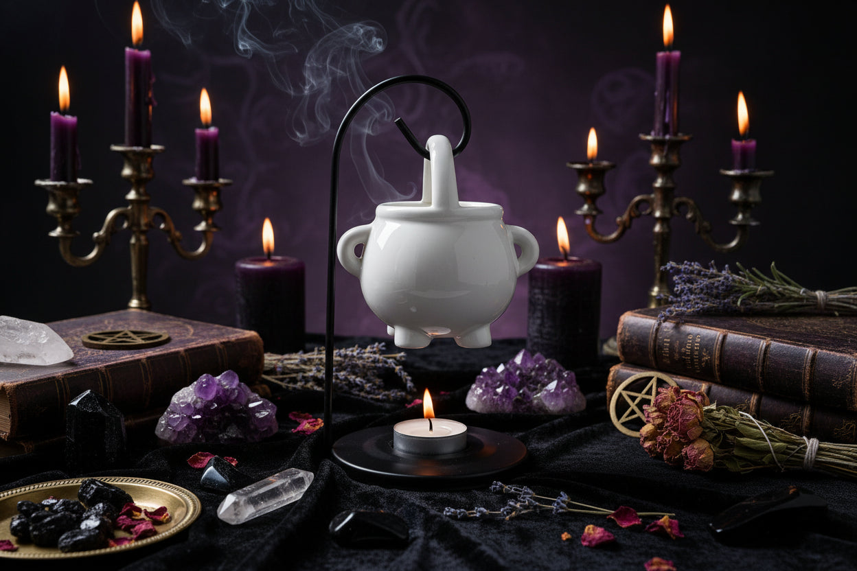 Wiccan Mini Cauldron - Sorceress Sanctuary Witch soup pot (black)-Witch soup pot (white)