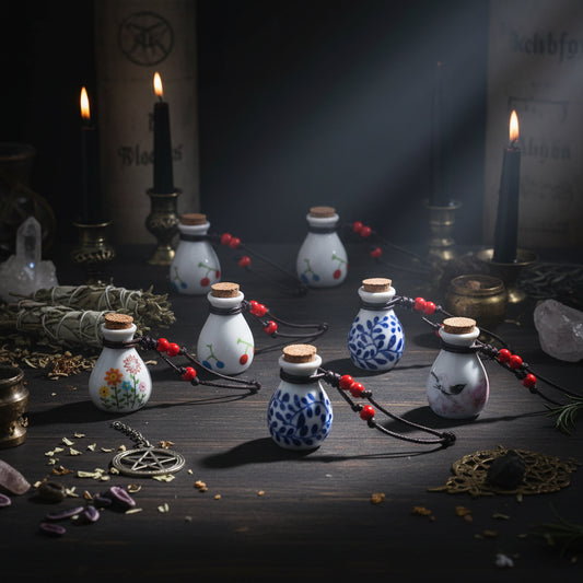 Wish Bottle Necklace - Sorceress Sanctuary Entangling Lotus-White Peony-Straight bottle peony-Happy-Small wild flowers