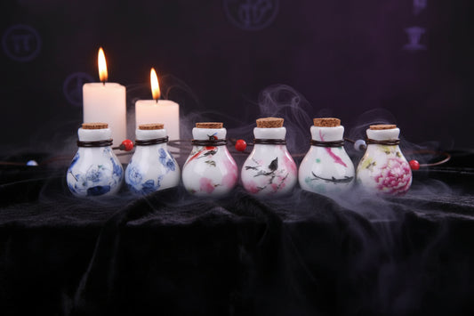 Wish Bottle Necklace - Sorceress Sanctuary Entangling Lotus-White Peony-Straight bottle peony-Happy-Small wild flowers