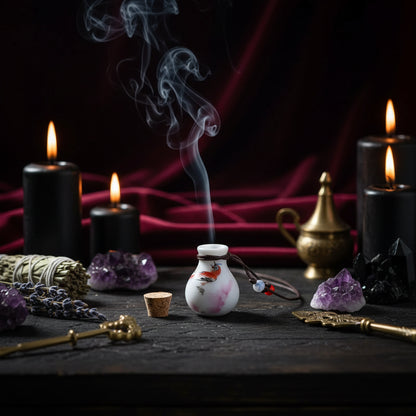 Wish Bottle Necklace - Sorceress Sanctuary Entangling Lotus-White Peony-Straight bottle peony-Happy-Small wild flowers