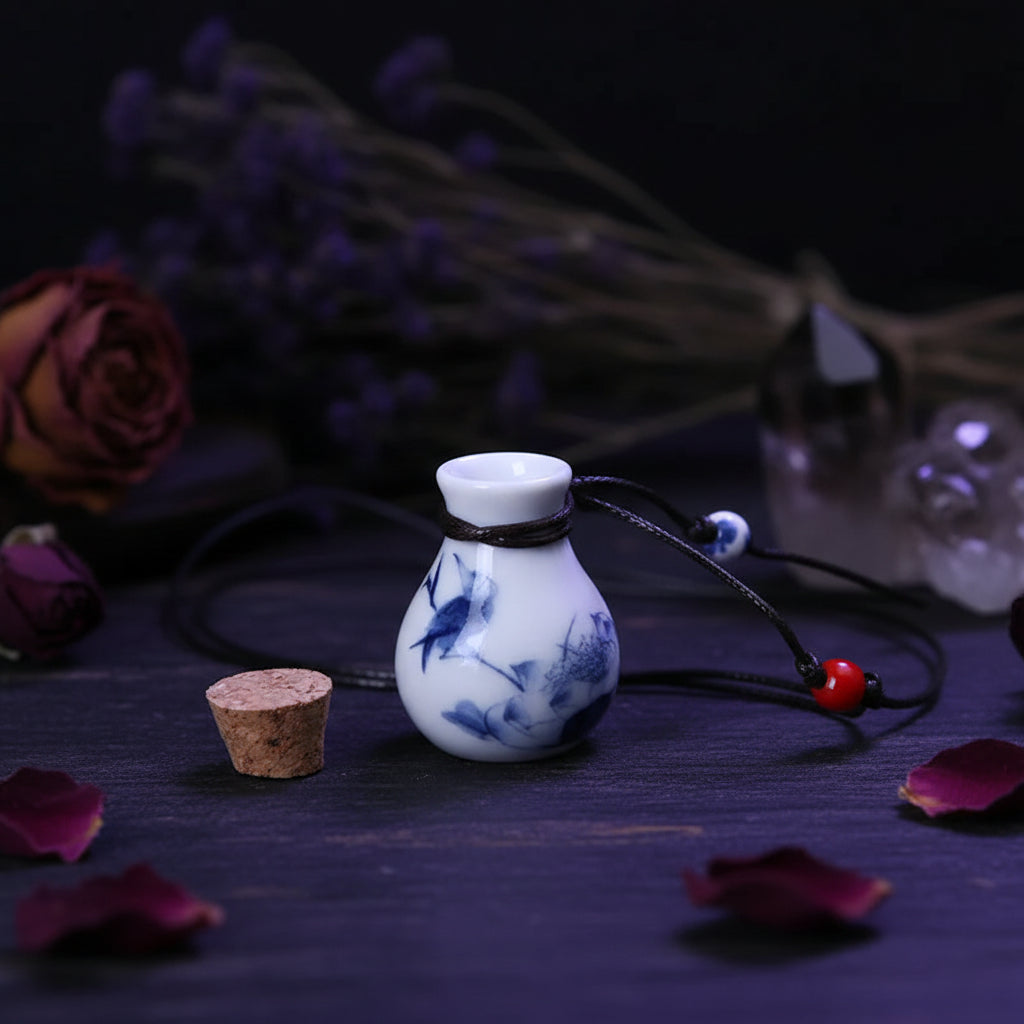Wish Bottle Necklace - Sorceress Sanctuary Entangling Lotus-White Peony-Straight bottle peony-Happy-Small wild flowers
