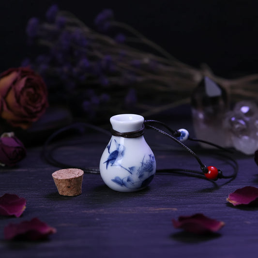 Wish Bottle Necklace - Sorceress Sanctuary Entangling Lotus-White Peony-Straight bottle peony-Happy-Small wild flowers