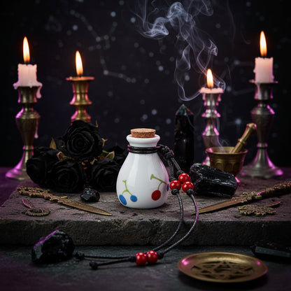 Wish Bottle Necklace - Sorceress Sanctuary Entangling Lotus-White Peony-Straight bottle peony-Happy-Small wild flowers