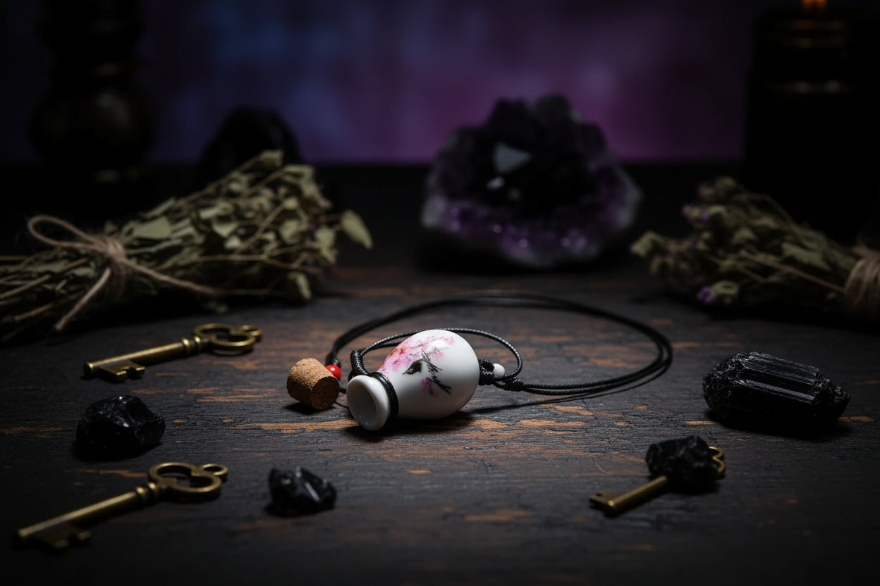 Wish Bottle Necklace - Sorceress Sanctuary Entangling Lotus-White Peony-Straight bottle peony-Happy-Small wild flowers