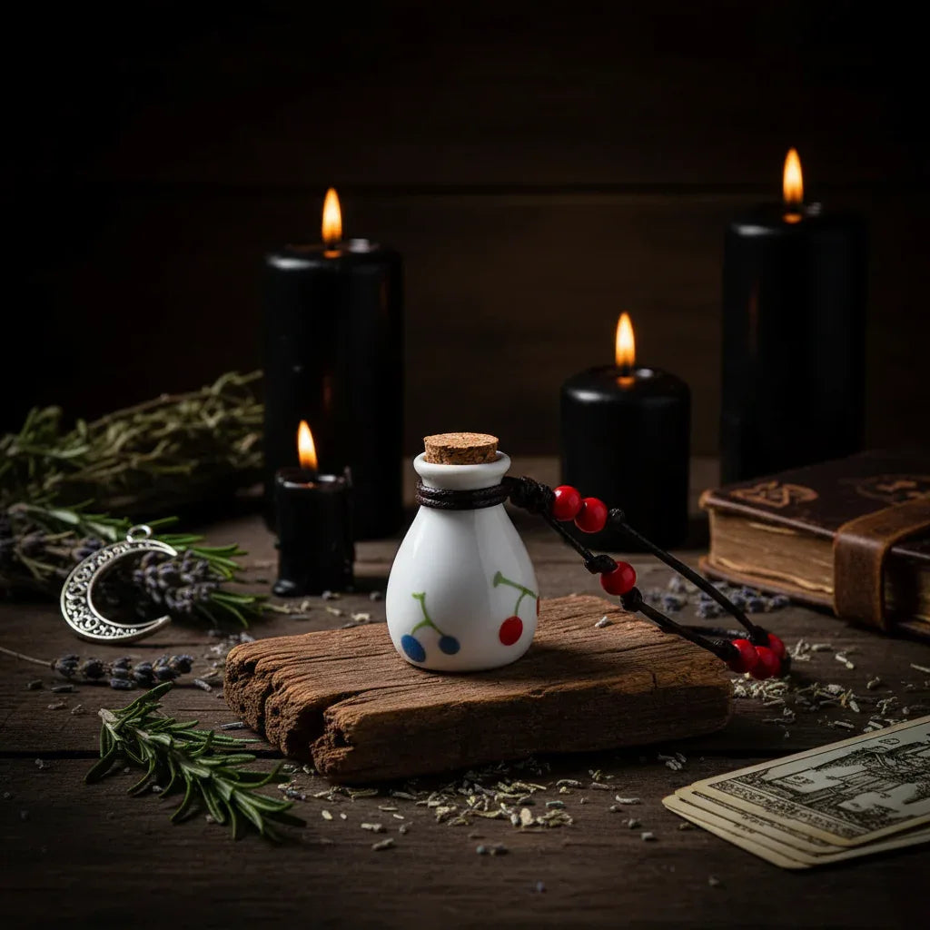 Wish Bottle Necklace - Sorceress Sanctuary Entangling Lotus-White Peony-Straight bottle peony-Happy-Small wild flowers