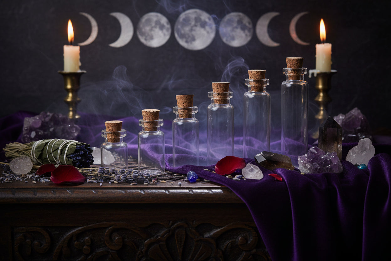 Wishing Bottles - Sorceress Sanctuary 12x18x6 cork-12x24x6 cork-12x28x6 cork-12x40x6 cork-12x35x6 cork