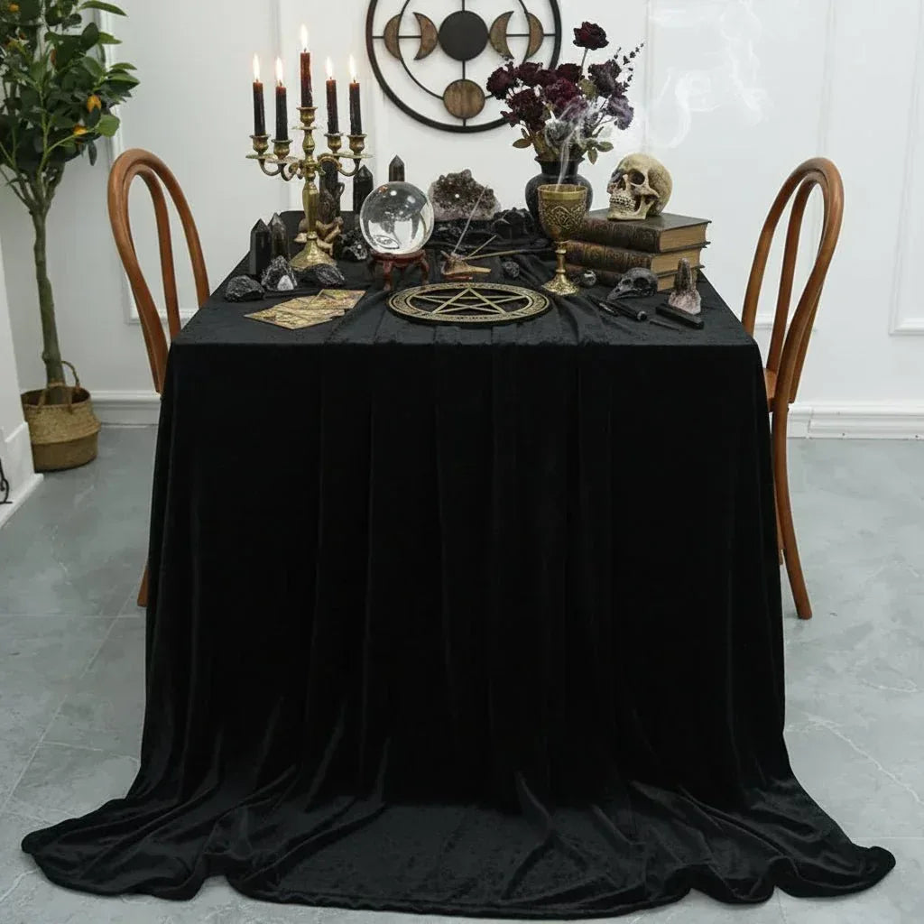 Velvet Witch Altar Cloth - Sorceress Sanctuary Dark green / 70*300-Creamy-white / 70*300-Purple / 70*300