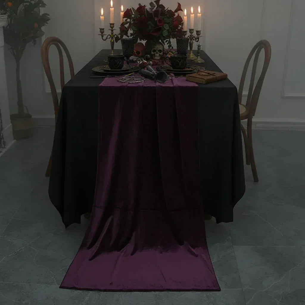 Velvet Witch Altar Cloth - Sorceress Sanctuary Dark green / 70*300-Creamy-white / 70*300-Purple / 70*300