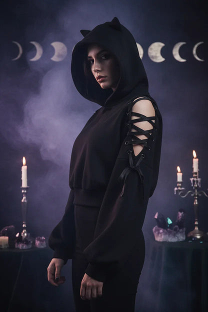 Witch Cat Hoodie - Sorceress Sanctuary A / S-A / M-A / L-A / XL
