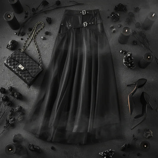 Witch High Skirt - Sorceress Sanctuary Black / M-Black / XL-Black and gray / L-Black and gray / S-Black and gray / XL