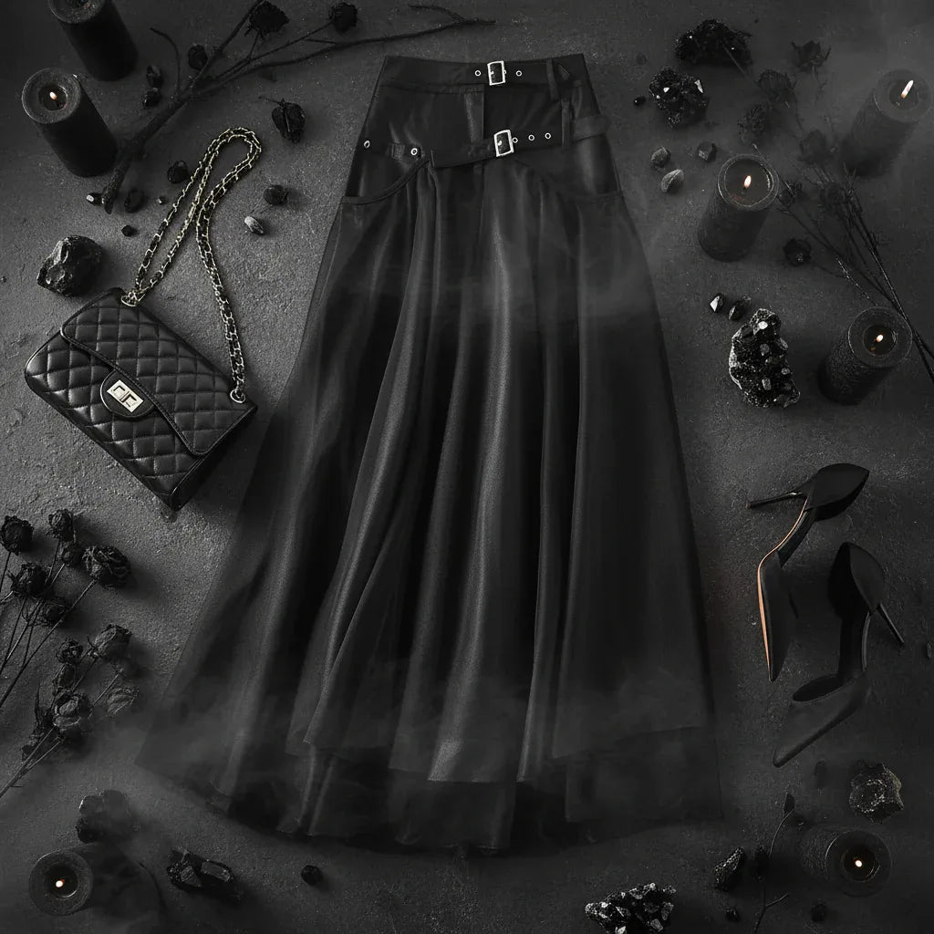 Witch High Skirt - Sorceress Sanctuary Black / M-Black / XL-Black and gray / L-Black and gray / S-Black and gray / XL