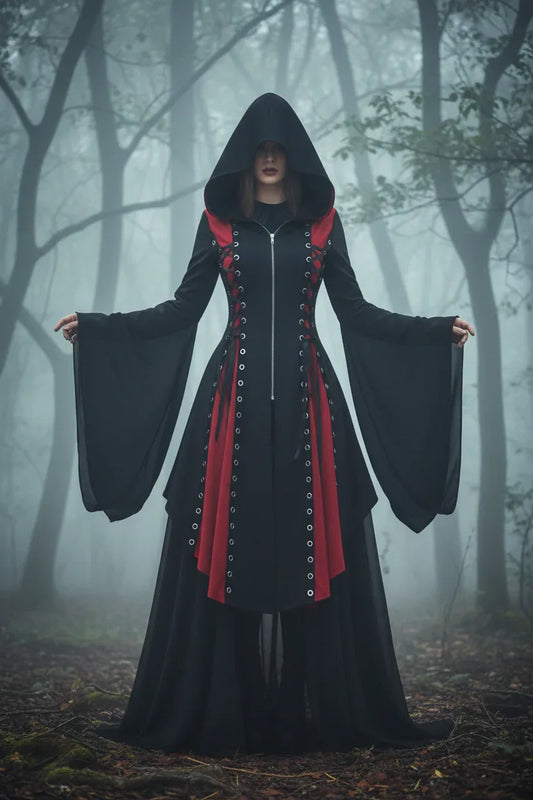 Witch Hooded Dress - Sorceress Sanctuary Black / S-Black / M-Black / L-Black / XL-Black / XXL