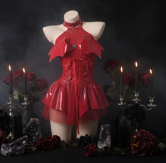 Witchwear Set - Sorceress Sanctuary Red [skirt collar T pants]] / M（80-108）-Black [skirt collar T-pants]] / M（80-108）-Red [skirt collar T pants]] / L（108-135）-Black clothes + stockings / M（80-108）-Black clothes + stockings / L（108-135）