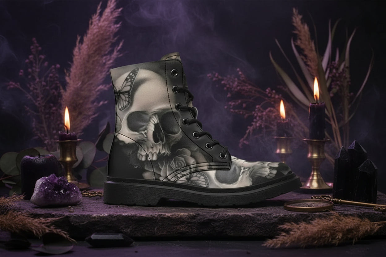 Witchy Skeleton Boots - Sorceress Sanctuary Black / 38-Black / 39-Black / 40-Black / 41-Black / 42
