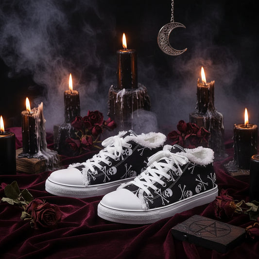 Witchy Skull Graffiti Shoes - Sorceress Sanctuary White / 36-White / 37-White / 38-White / 39-White / 40