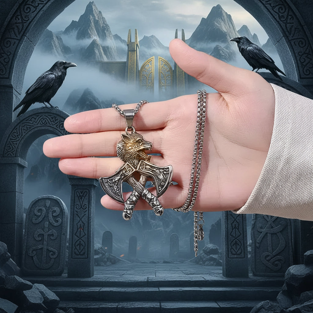 Wolf Axes Necklace - Sorceress Sanctuary Tomahawk necklace
