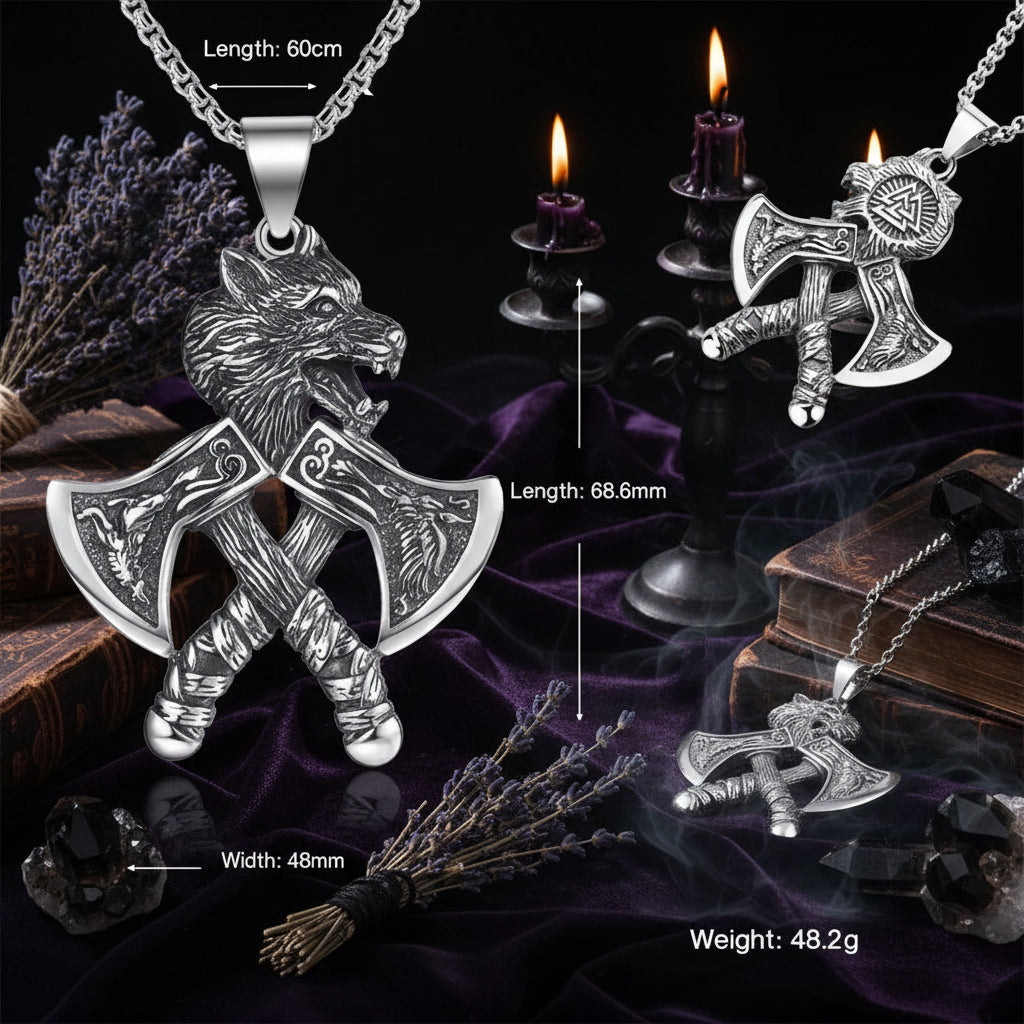Wolf Axes Necklace - Sorceress Sanctuary Tomahawk necklace