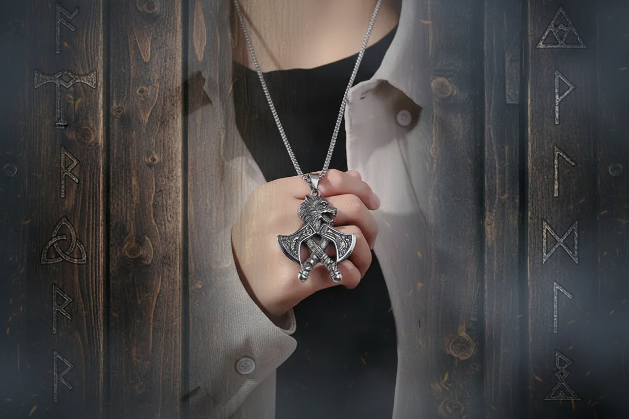 Wolf Axes Necklace - Sorceress Sanctuary Tomahawk necklace