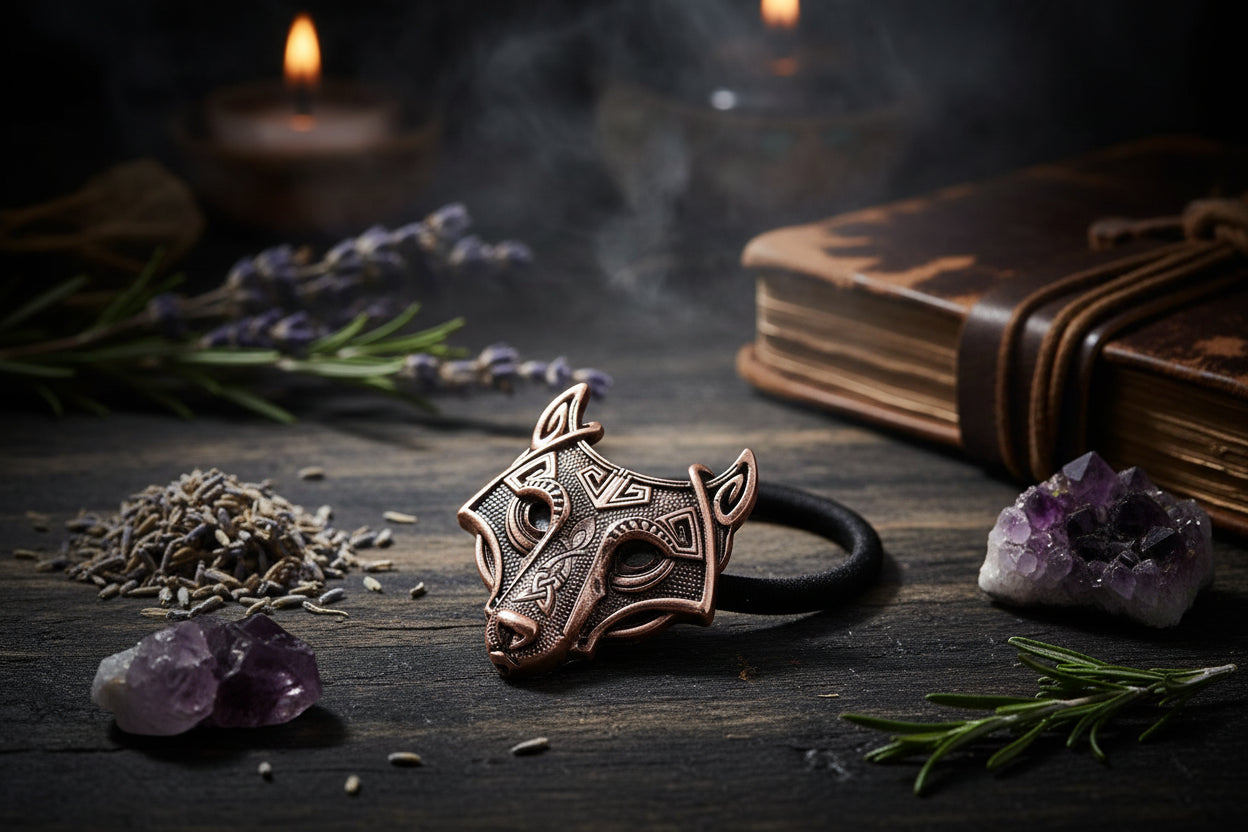 Wolf Hair Tie - Sorceress Sanctuary Silver-Red-Green
