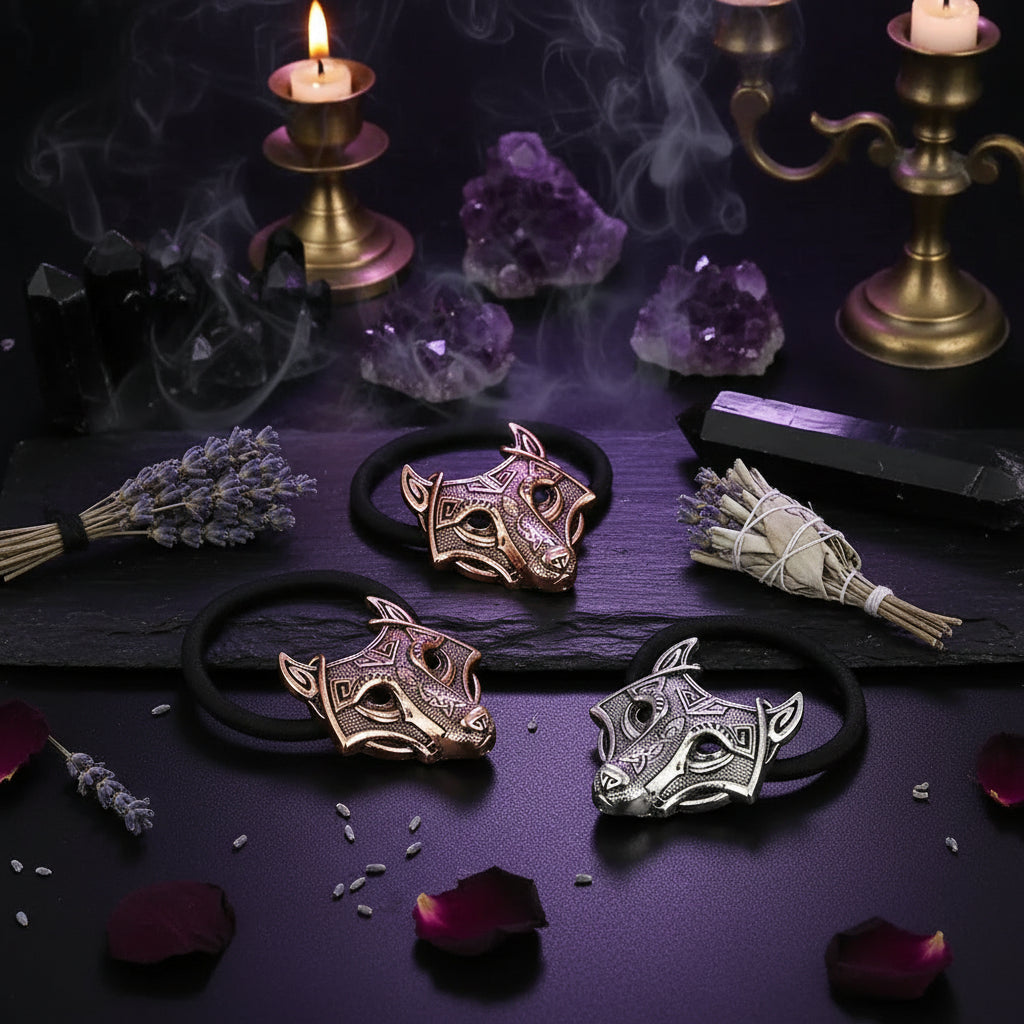 Wolf Hair Tie - Sorceress Sanctuary Silver-Red-Green