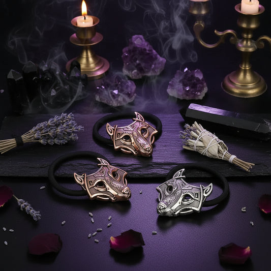 Wolf Hair Tie - Sorceress Sanctuary Silver-Red-Green