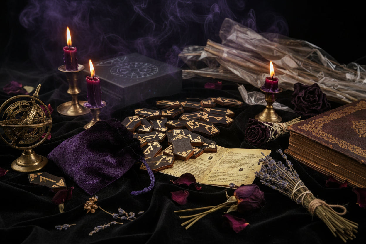 Woodcut Rune Set - Sorceress Sanctuary Black / Wooden Props