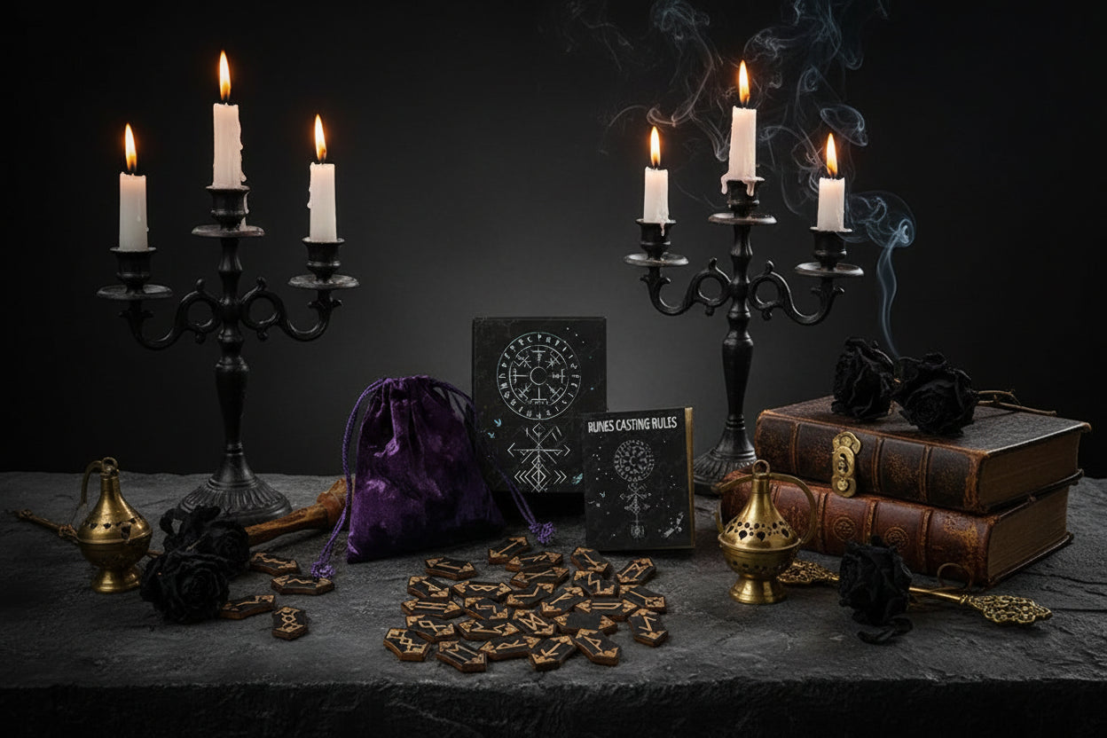 Woodcut Rune Set - Sorceress Sanctuary Black / Wooden Props