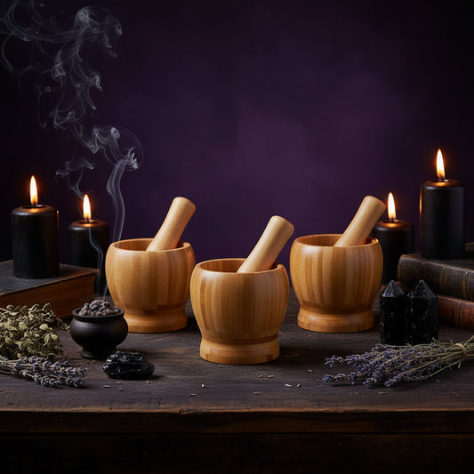 Wooden Mortar Set - Sorceress Sanctuary S （No Cover）-M （No Cover）-L （No Cover）-S （With Cover）-M（With Cover）